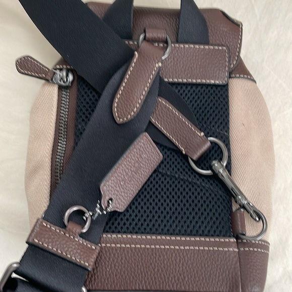 COACH Hudson Gender Neutral Canvas and Pebble Leather Small Front/Back Pack - Picture 15 of 16